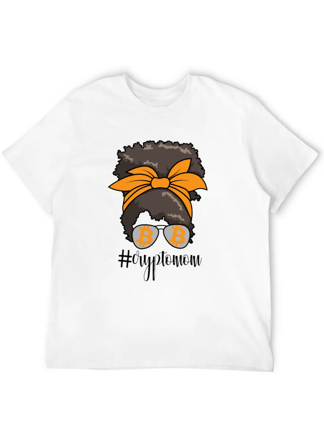 #CryptoMom Messy Bun BTC Crypto Mom Womens Bitcoin Casual Graphic T-Shirt – Simple And Comfortable Daily Wear