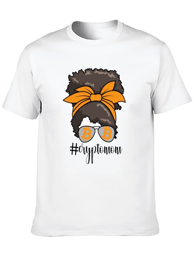 #CryptoMom Messy Bun BTC Crypto Mom Womens Bitcoin Casual Graphic T-Shirt – Simple And Comfortable Daily Wear