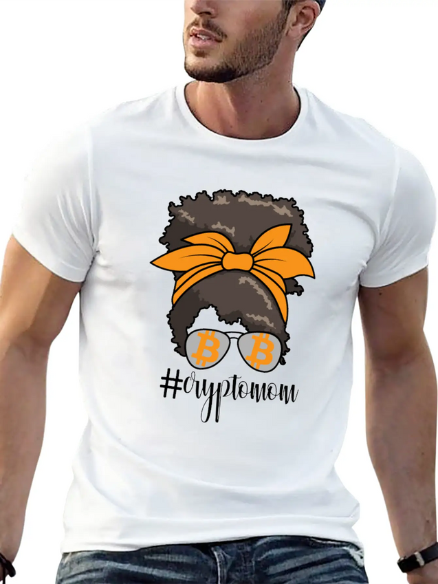 #CryptoMom Messy Bun BTC Crypto Mom Womens Bitcoin Casual Graphic T-Shirt – Simple And Comfortable Daily Wear