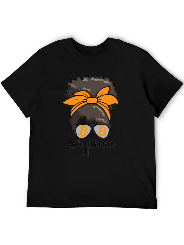 #CryptoMom Messy Bun BTC Crypto Mom Womens Bitcoin Casual Graphic T-Shirt – Simple And Comfortable Daily Wear