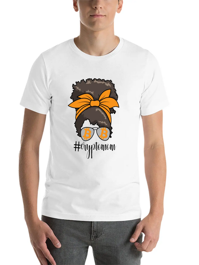 #CryptoMom Messy Bun BTC Crypto Mom Womens Bitcoin Casual Graphic T-Shirt – Simple And Comfortable Daily Wear