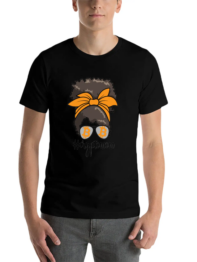#CryptoMom Messy Bun BTC Crypto Mom Womens Bitcoin Casual Graphic T-Shirt – Simple And Comfortable Daily Wear