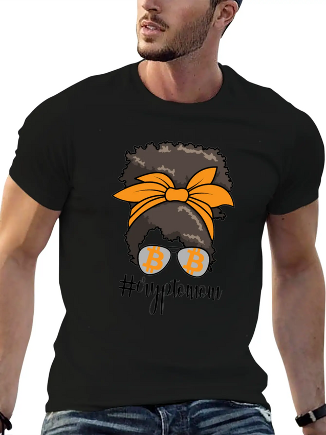 #CryptoMom Messy Bun BTC Crypto Mom Womens Bitcoin Casual Graphic T-Shirt – Simple And Comfortable Daily Wear