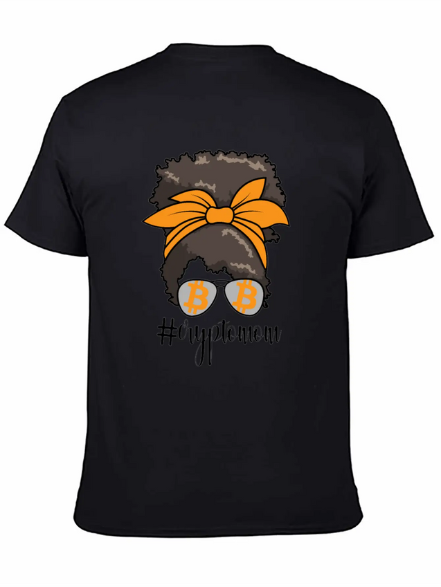 #CryptoMom Messy Bun BTC Crypto Mom Womens Bitcoin Casual Graphic T-Shirt – Simple And Comfortable Daily Wear