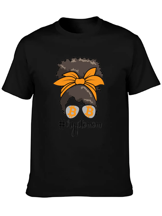 #CryptoMom Messy Bun BTC Crypto Mom Womens Bitcoin Casual Graphic T-Shirt – Simple And Comfortable Daily Wear