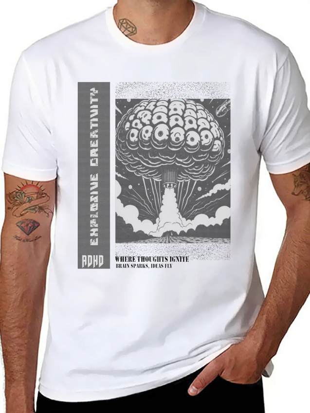 "Explosive Creativity - ADHD, Brain Sparks, Ideas Comfortable Minimalist Graphic Tee – Summer Style Essential