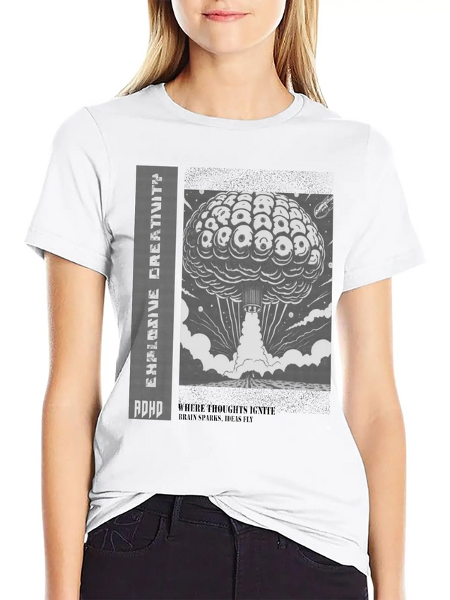 "Explosive Creativity - ADHD, Brain Sparks, Ideas Comfortable Minimalist Graphic Tee – Summer Style Essential