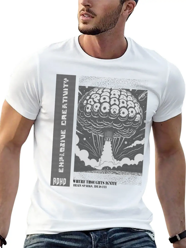 "Explosive Creativity - ADHD, Brain Sparks, Ideas Comfortable Minimalist Graphic Tee – Summer Style Essential