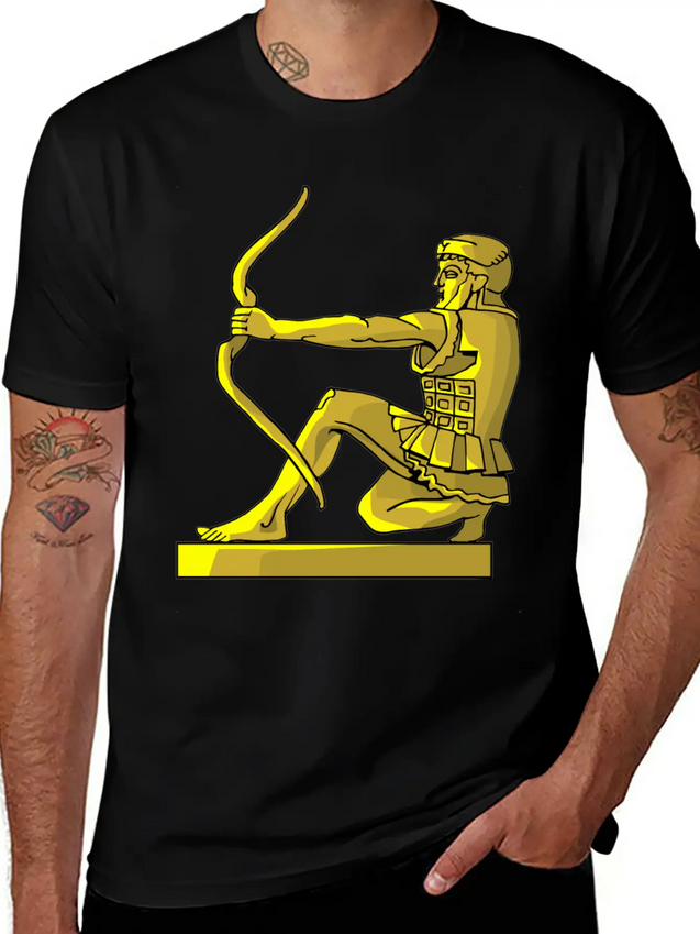 Golden Statue 4 Casual Graphic T-Shirt – Simple And Comfortable Daily Wear