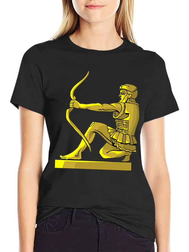 Golden Statue 4 Casual Graphic T-Shirt – Simple And Comfortable Daily Wear