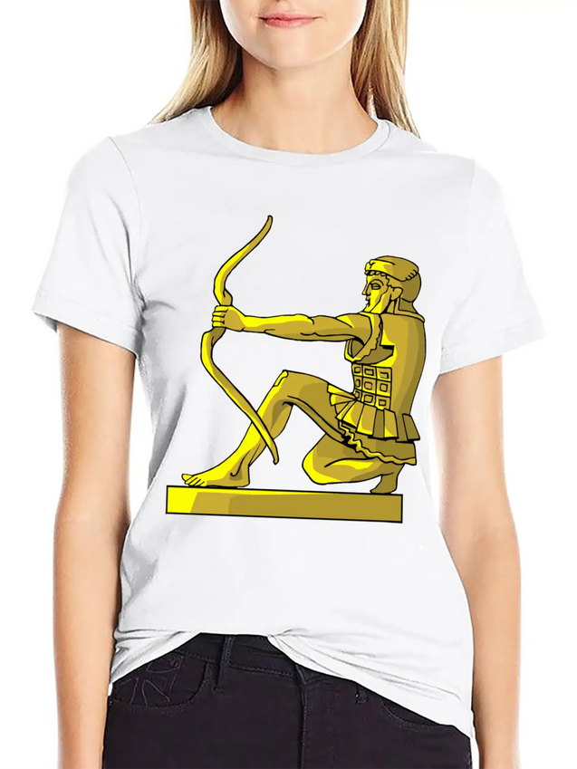 Golden Statue 4 Casual Graphic T-Shirt – Simple And Comfortable Daily Wear