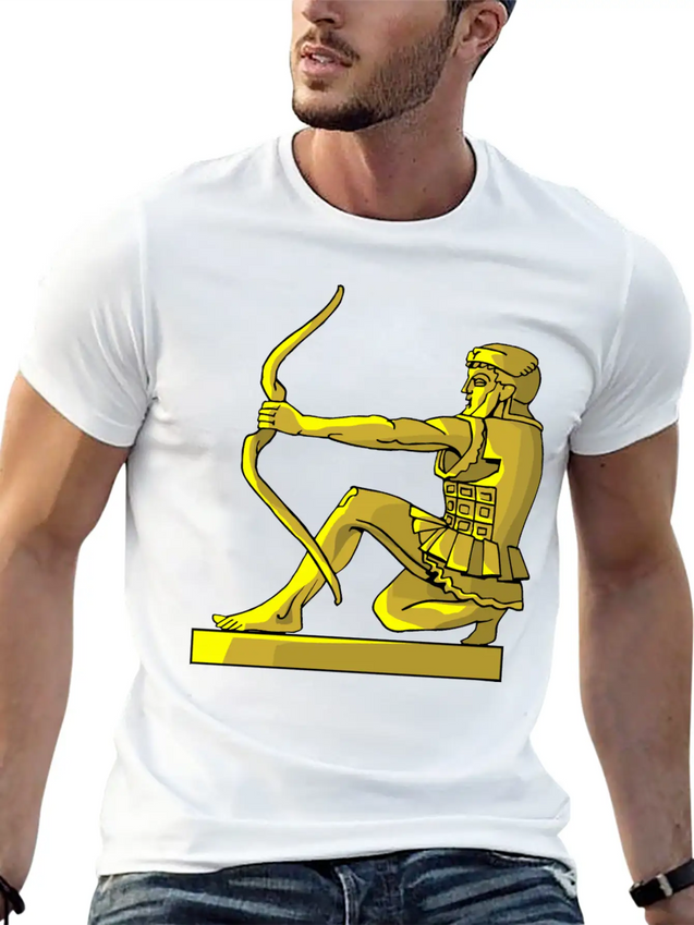 Golden Statue 4 Casual Graphic T-Shirt – Simple And Comfortable Daily Wear