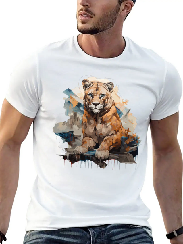 Graffiti Style Mountain Lion | Mountain Lion Lover Casual Graphic T-Shirt – Simple And Comfortable Daily Wear