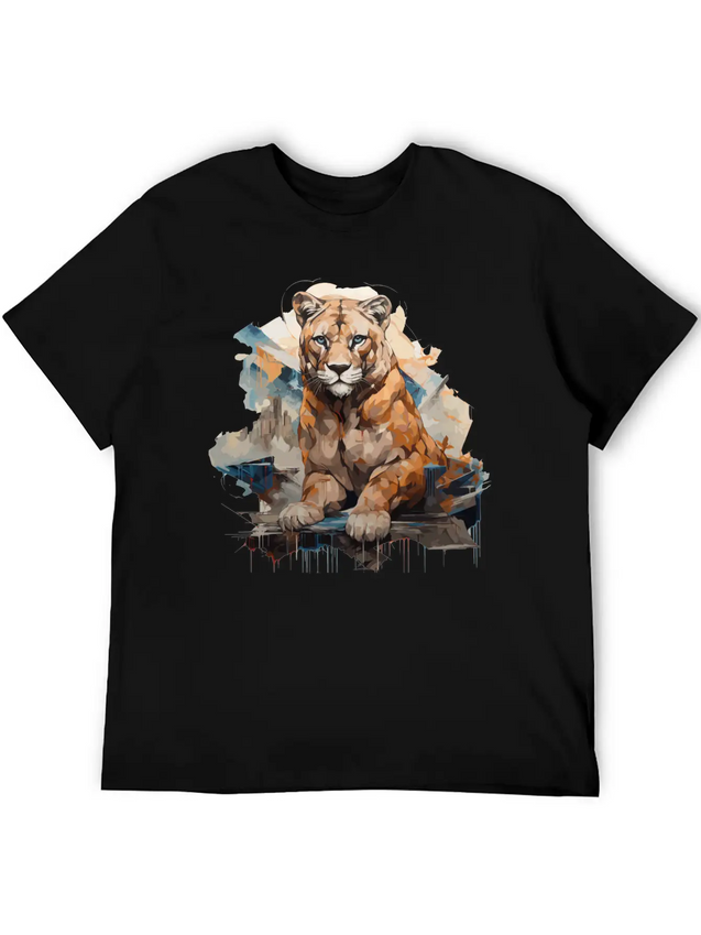 Graffiti Style Mountain Lion | Mountain Lion Lover Casual Graphic T-Shirt – Simple And Comfortable Daily Wear