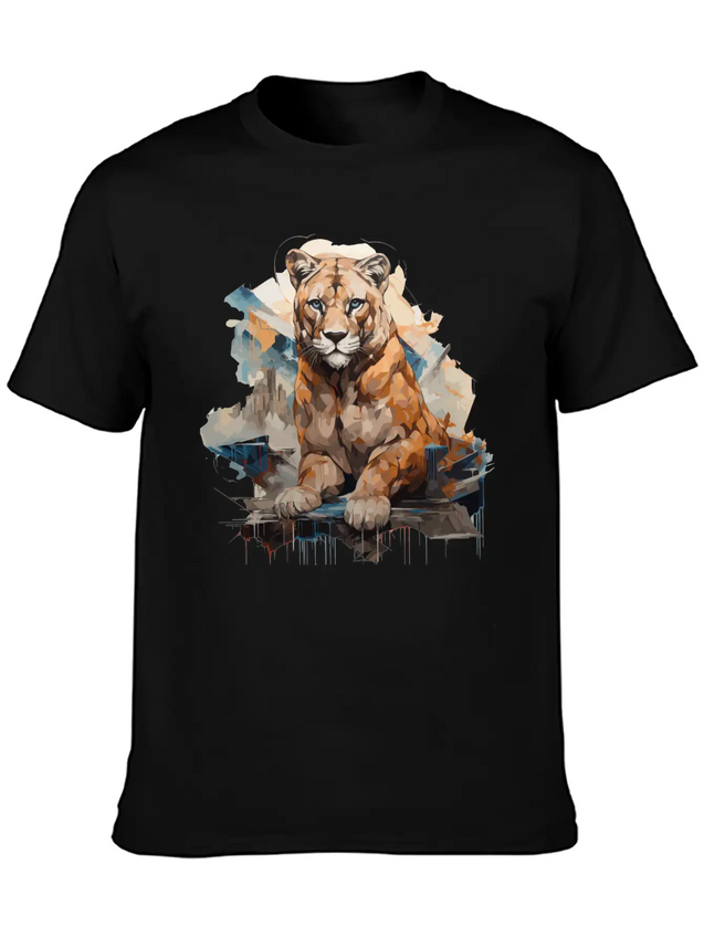 Graffiti Style Mountain Lion | Mountain Lion Lover Casual Graphic T-Shirt – Simple And Comfortable Daily Wear