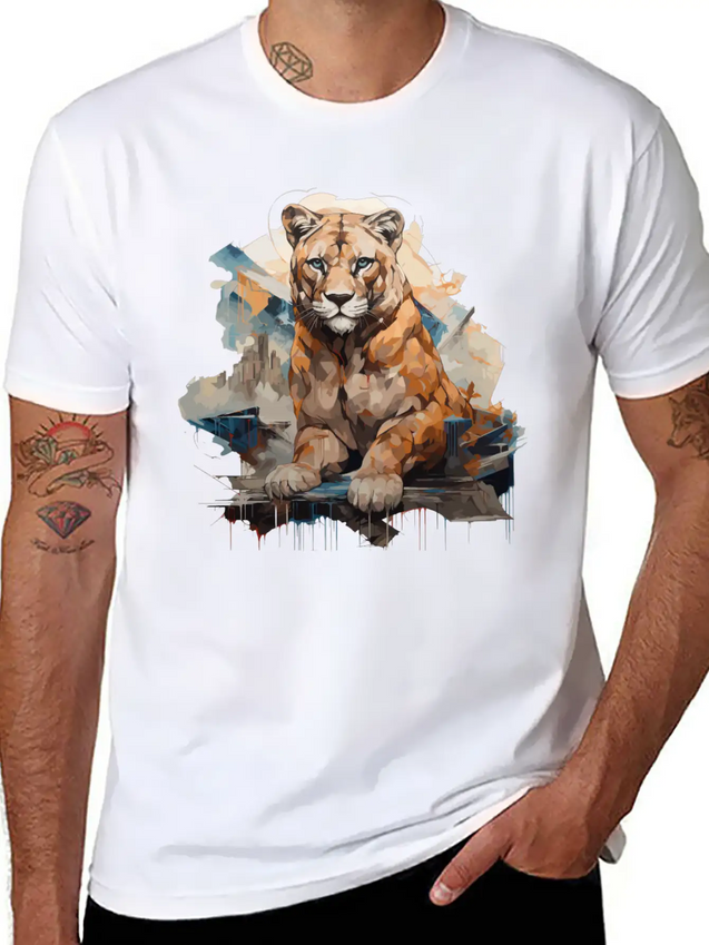Graffiti Style Mountain Lion | Mountain Lion Lover Casual Graphic T-Shirt – Simple And Comfortable Daily Wear