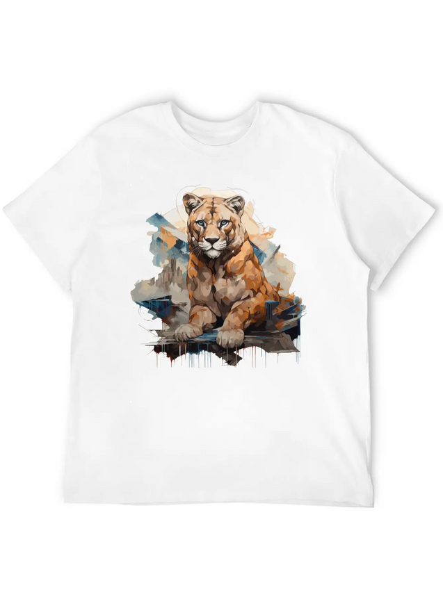 Graffiti Style Mountain Lion | Mountain Lion Lover Casual Graphic T-Shirt – Simple And Comfortable Daily Wear