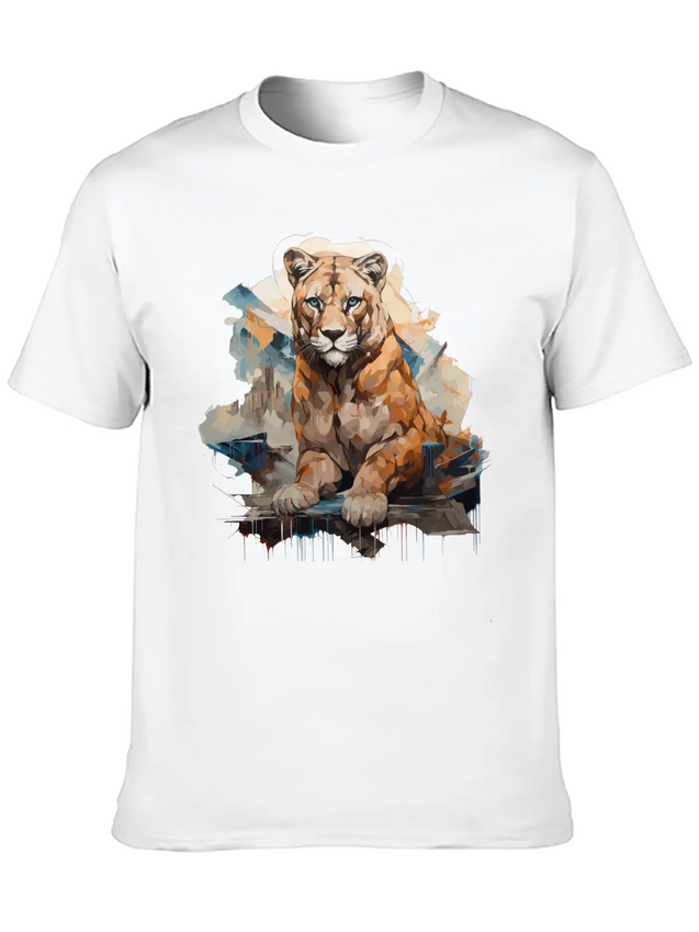 Graffiti Style Mountain Lion | Mountain Lion Lover Casual Graphic T-Shirt – Simple And Comfortable Daily Wear