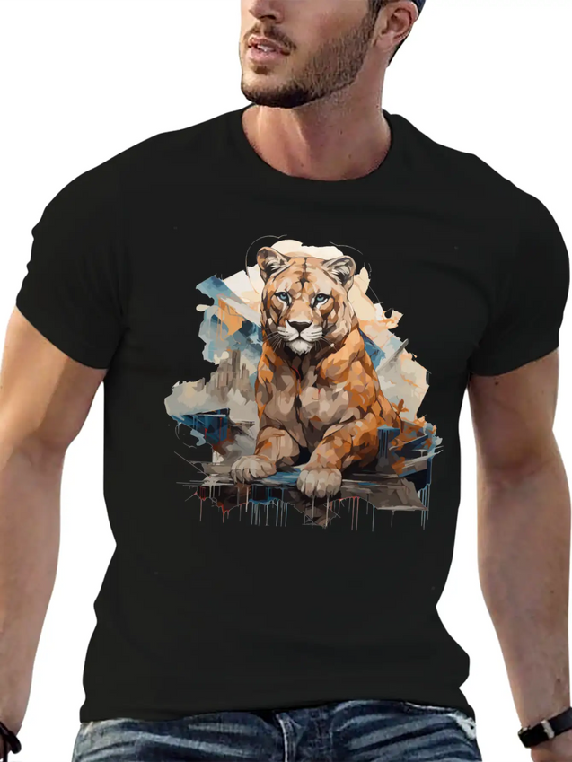 Graffiti Style Mountain Lion | Mountain Lion Lover Casual Graphic T-Shirt – Simple And Comfortable Daily Wear
