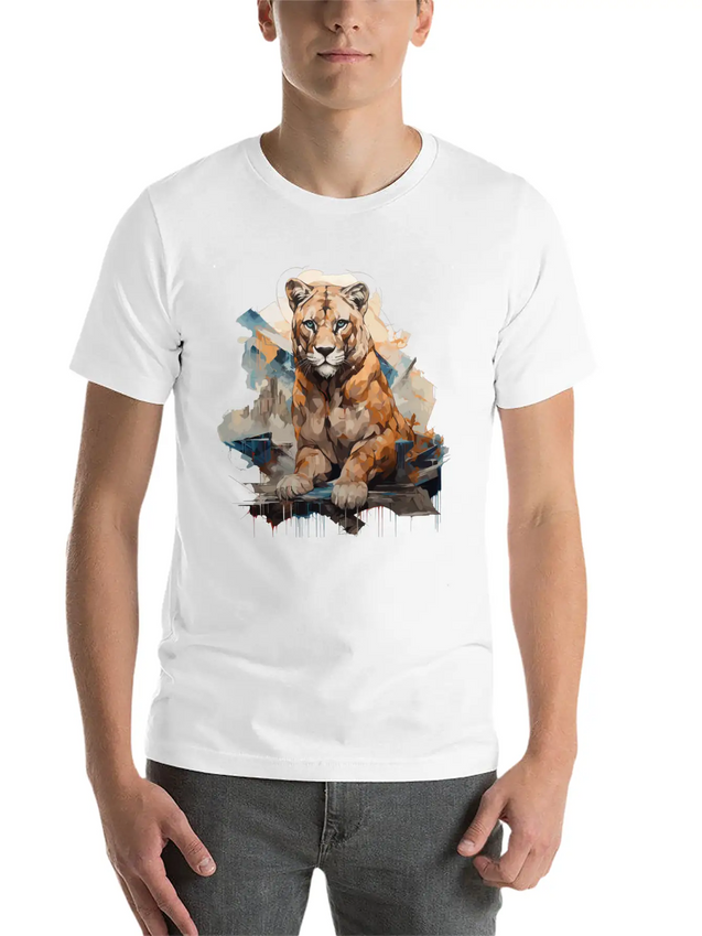Graffiti Style Mountain Lion | Mountain Lion Lover Casual Graphic T-Shirt – Simple And Comfortable Daily Wear