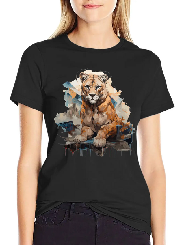 Graffiti Style Mountain Lion | Mountain Lion Lover Casual Graphic T-Shirt – Simple And Comfortable Daily Wear