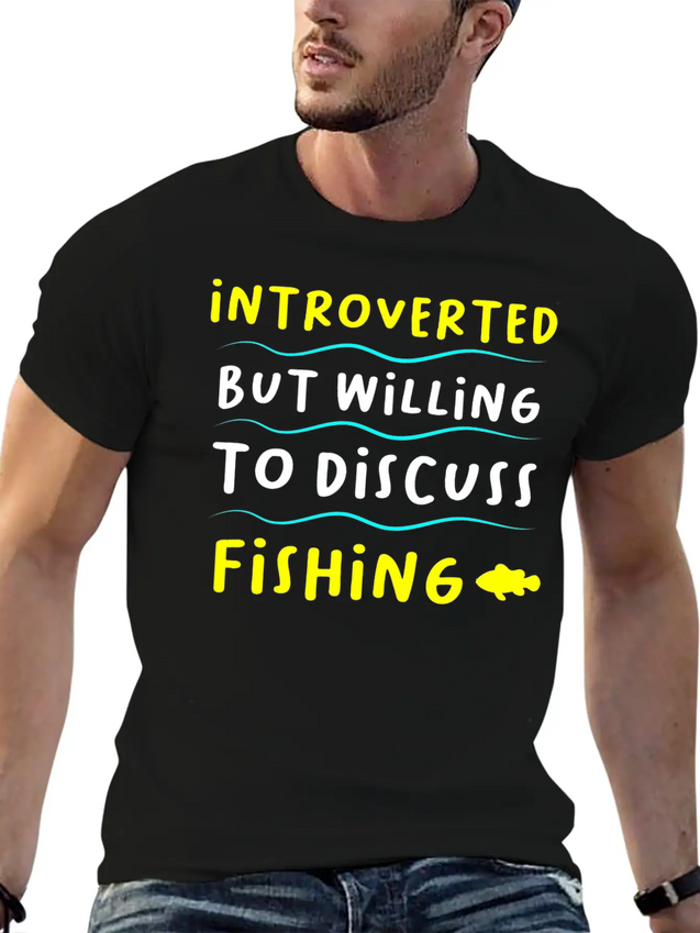 Introvert And Fishing Casual Graphic T-Shirt – Simple And Comfortable Daily Wear