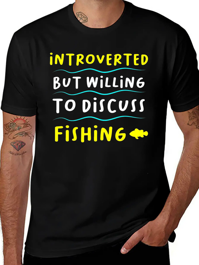 Introvert And Fishing Casual Graphic T-Shirt – Simple And Comfortable Daily Wear