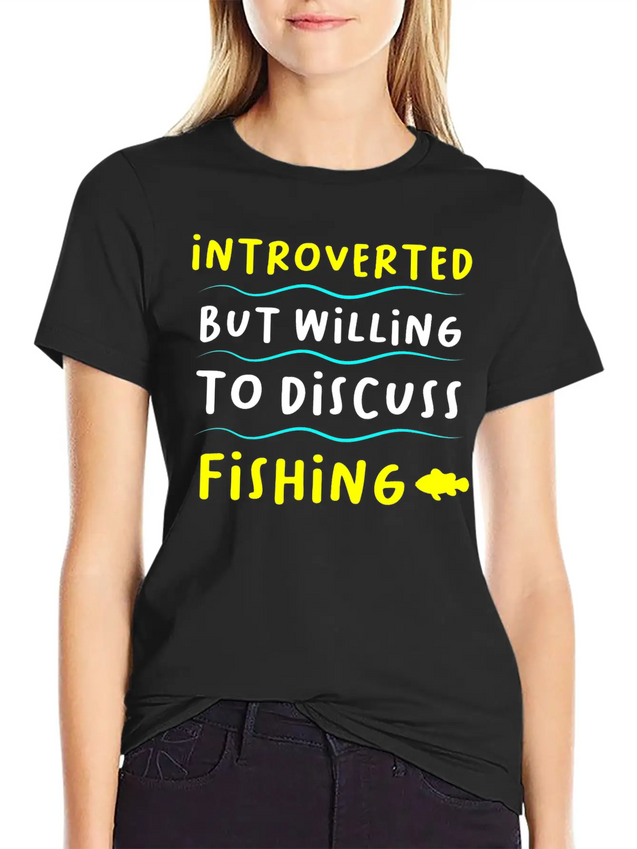 Introvert And Fishing Casual Graphic T-Shirt – Simple And Comfortable Daily Wear