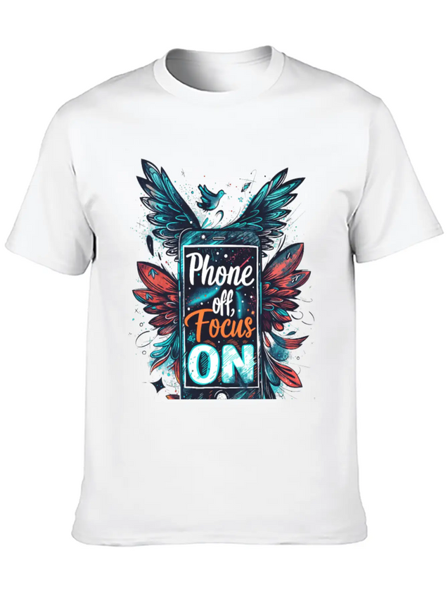 "Phone Off, Focus On" Breathable Soft Cotton T-Shirt – Timeless Casual Look