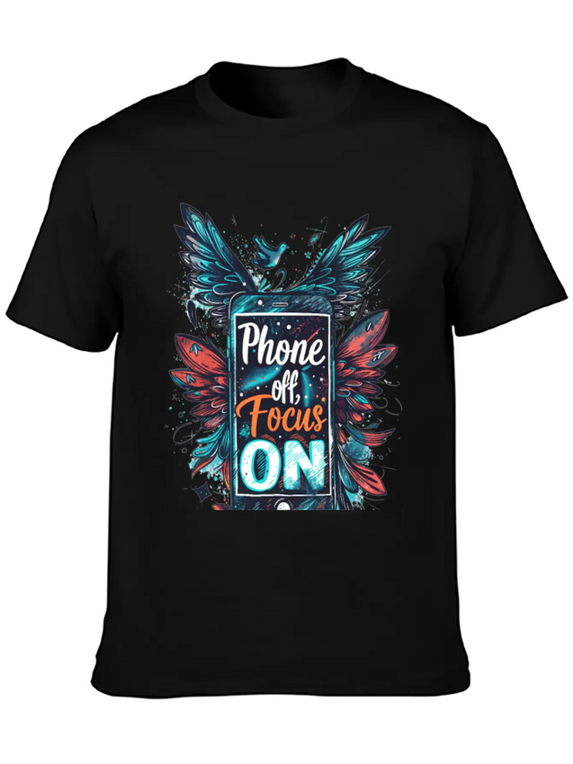 "Phone Off, Focus On" Breathable Soft Cotton T-Shirt – Timeless Casual Look