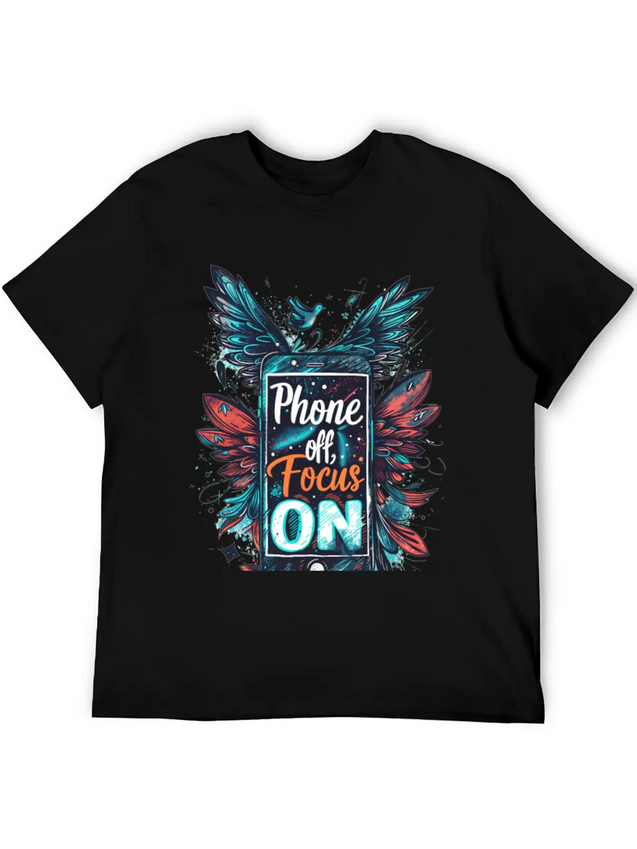 "Phone Off, Focus On" Breathable Soft Cotton T-Shirt – Timeless Casual Look