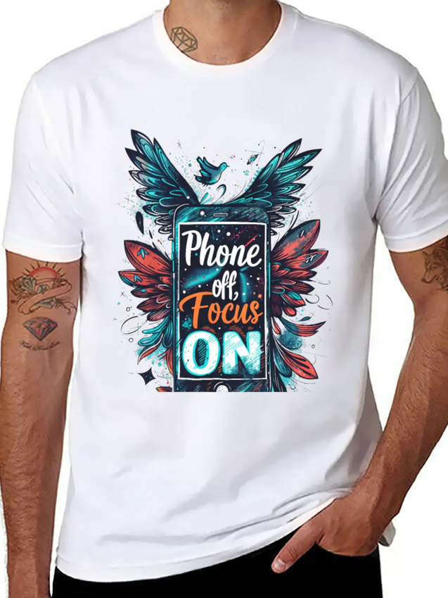 "Phone Off, Focus On" Breathable Soft Cotton T-Shirt – Timeless Casual Look
