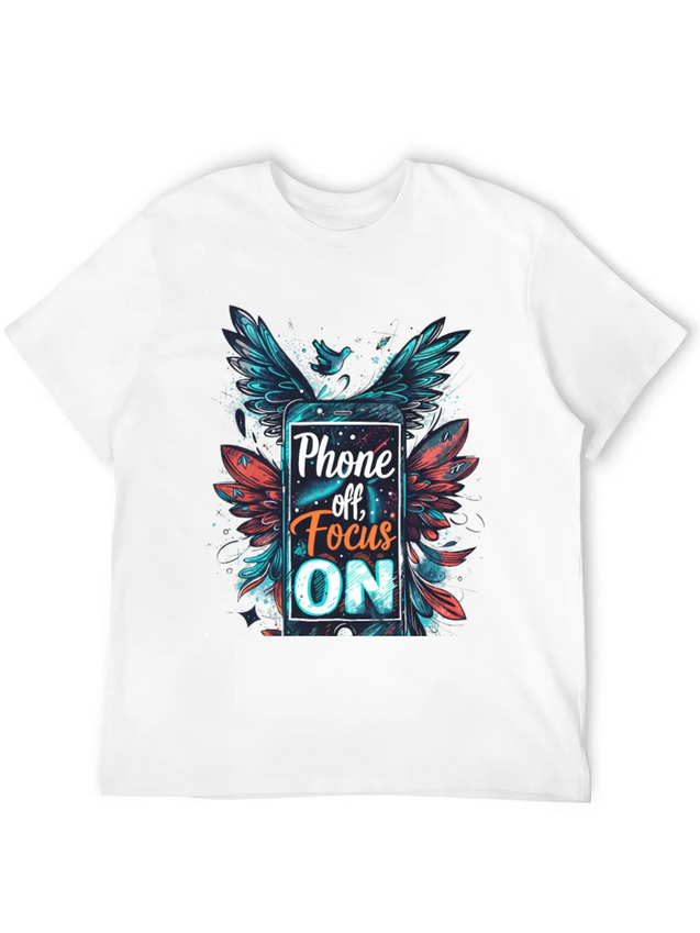 "Phone Off, Focus On" Breathable Soft Cotton T-Shirt – Timeless Casual Look