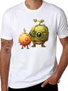 Steampunk Peach And Green Apple Casual Graphic T-Shirt – Simple And Comfortable Daily Wear