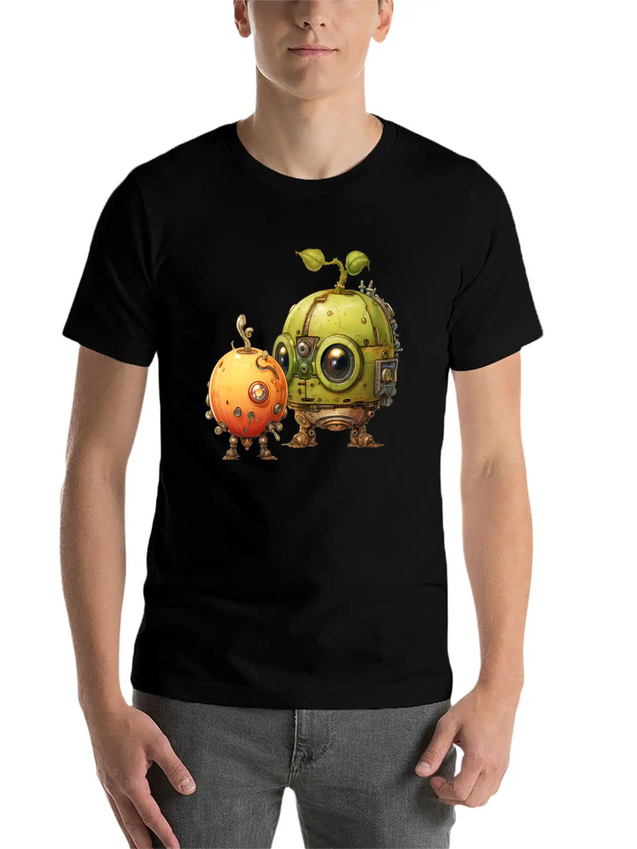 Steampunk Peach And Green Apple Casual Graphic T-Shirt – Simple And Comfortable Daily Wear