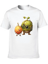 Steampunk Peach And Green Apple Casual Graphic T-Shirt – Simple And Comfortable Daily Wear