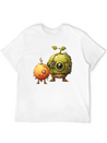 Steampunk Peach And Green Apple Casual Graphic T-Shirt – Simple And Comfortable Daily Wear