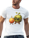Steampunk Peach And Green Apple Casual Graphic T-Shirt – Simple And Comfortable Daily Wear