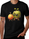 Steampunk Peach And Green Apple Casual Graphic T-Shirt – Simple And Comfortable Daily Wear