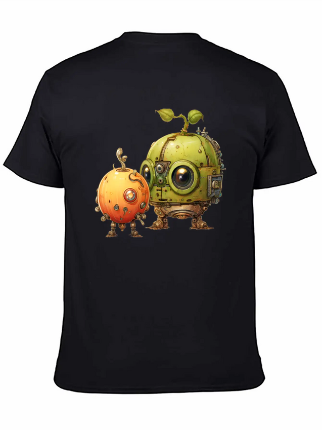 Steampunk Peach And Green Apple Casual Graphic T-Shirt – Simple And Comfortable Daily Wear