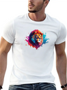 "Vibrant Roar: Colorful Lion Face Majesty T-Shirt Modern Fit Casual T-Shirt – Clean And Versatile Design