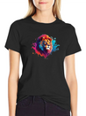 "Vibrant Roar: Colorful Lion Face Majesty T-Shirt Modern Fit Casual T-Shirt – Clean And Versatile Design
