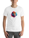 "Vibrant Roar: Colorful Lion Face Majesty T-Shirt Modern Fit Casual T-Shirt – Clean And Versatile Design