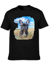 Watercolor French Bulldog Oil Painting Art Bulldog Casual Graphic T-Shirt – Simple And Comfortable Daily Wear