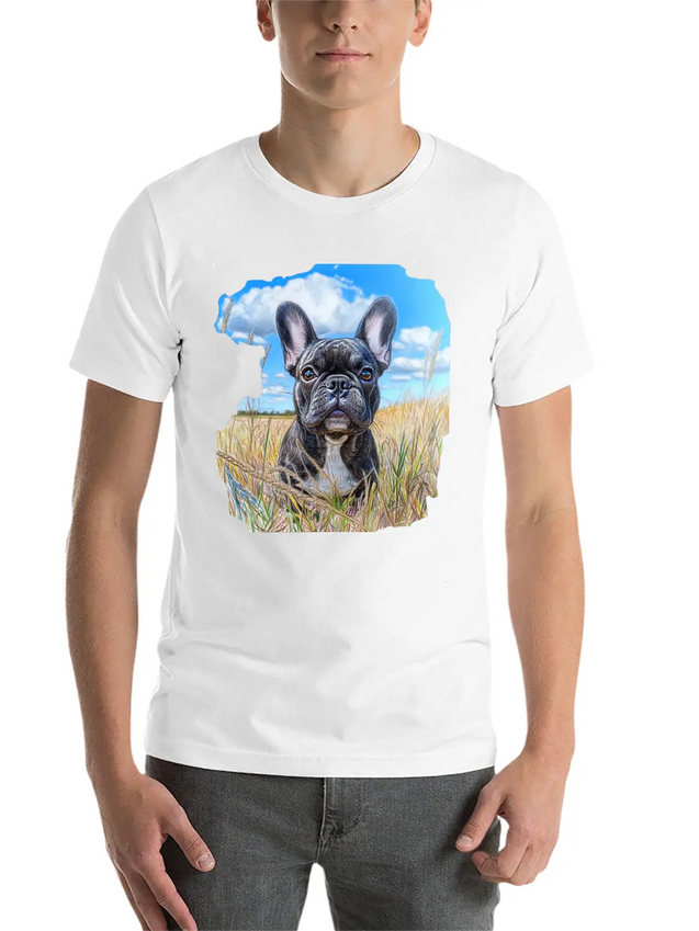 Watercolor French Bulldog Oil Painting Art Bulldog Casual Graphic T-Shirt – Simple And Comfortable Daily Wear
