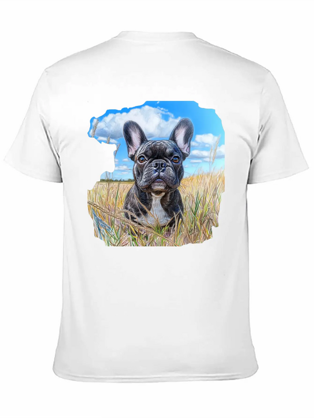 Watercolor French Bulldog Oil Painting Art Bulldog Casual Graphic T-Shirt – Simple And Comfortable Daily Wear