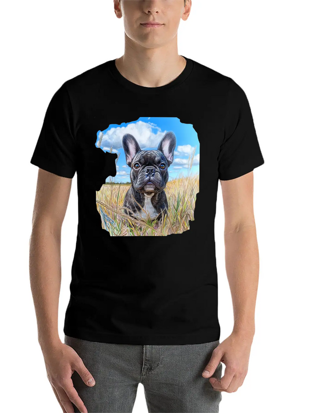Watercolor French Bulldog Oil Painting Art Bulldog Casual Graphic T-Shirt – Simple And Comfortable Daily Wear
