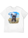 Watercolor French Bulldog Oil Painting Art Bulldog Casual Graphic T-Shirt – Simple And Comfortable Daily Wear